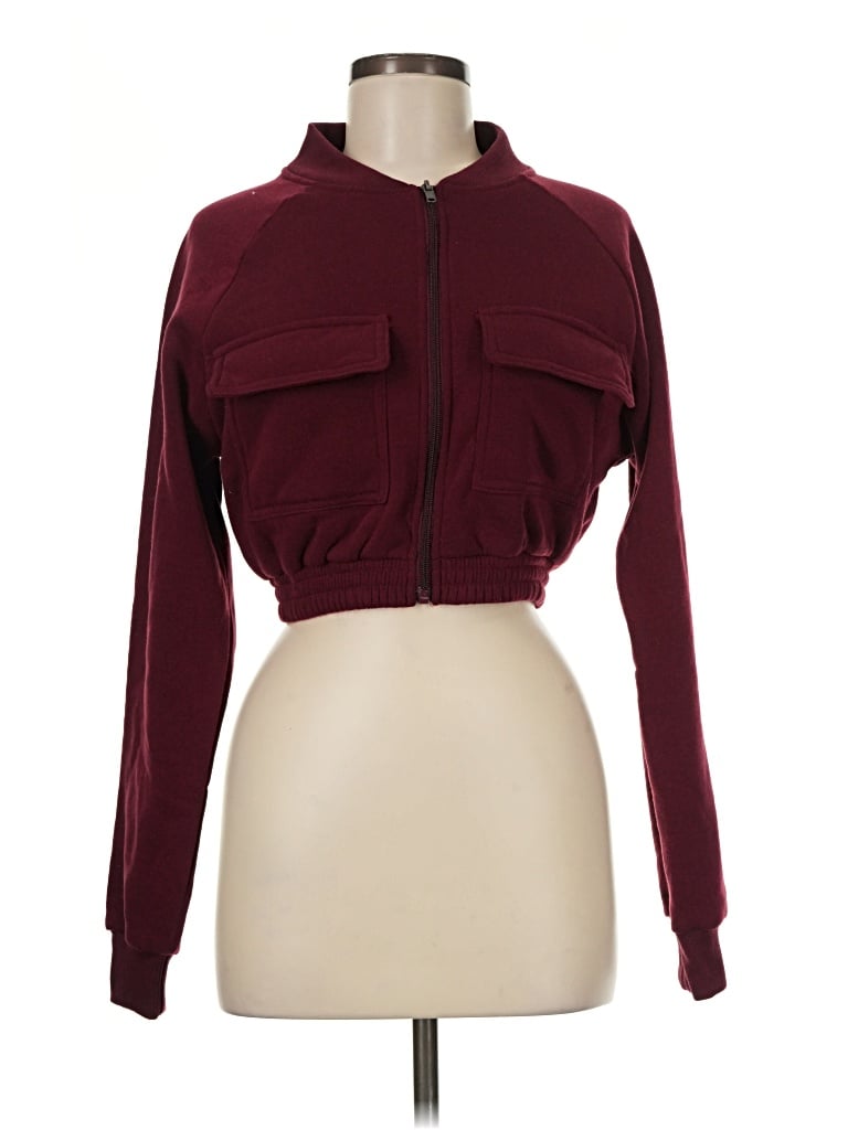 Pre-owned Fashion Nova Track Jacket In Burgundy