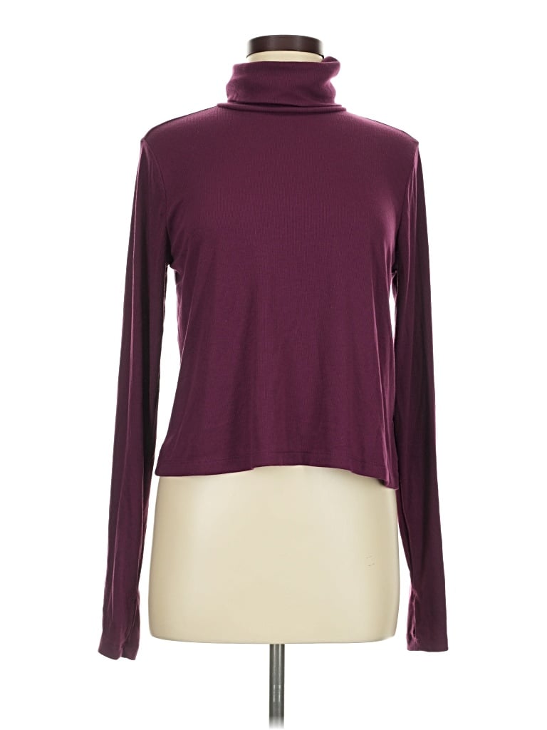 Pre-owned Active Long Sleeve Top Burgundy Turtleneck Tops