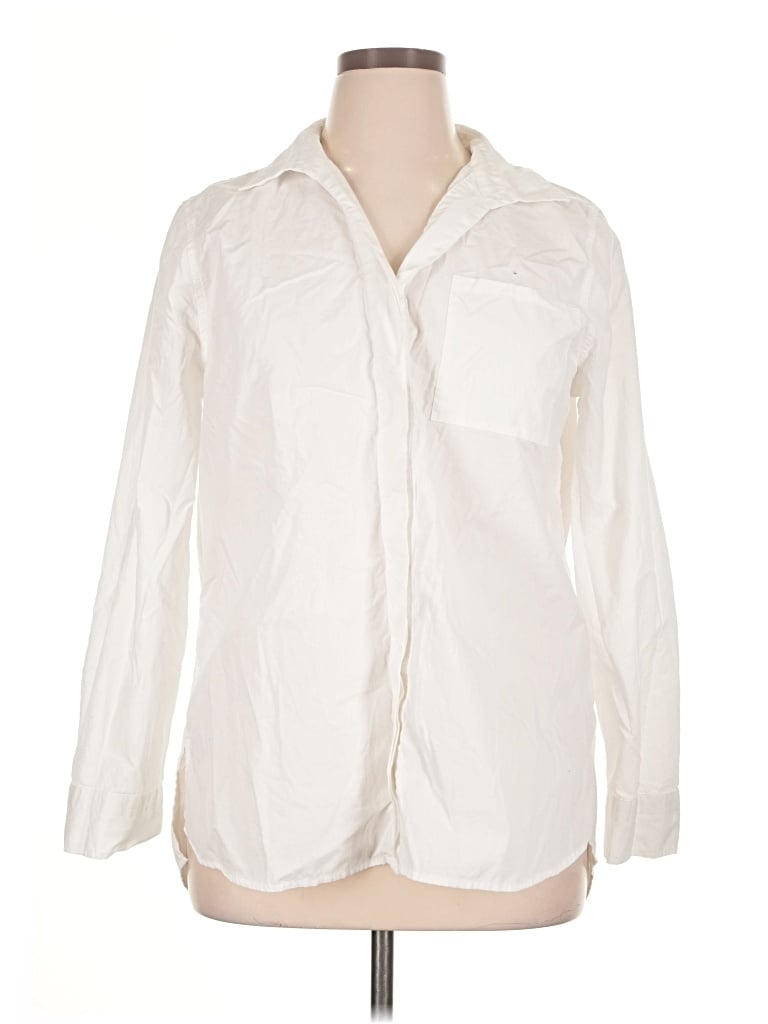 Pre-owned Talbots Outlet Long Sleeve Button Down Shirt In Ivory