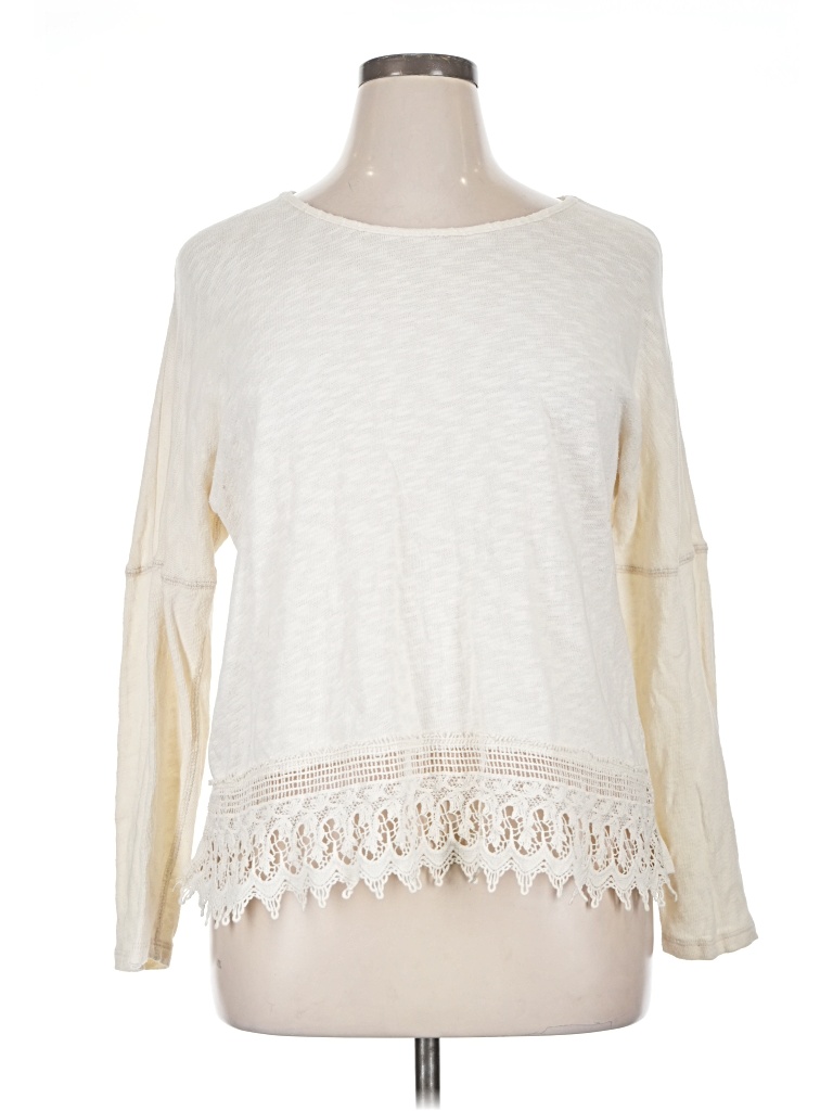 Pre-owned Style & Co Long Sleeve T-shirt In Ivory