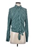 Dynamite 100% Viscose Stripes Green Long Sleeve Blouse Size S - photo 1