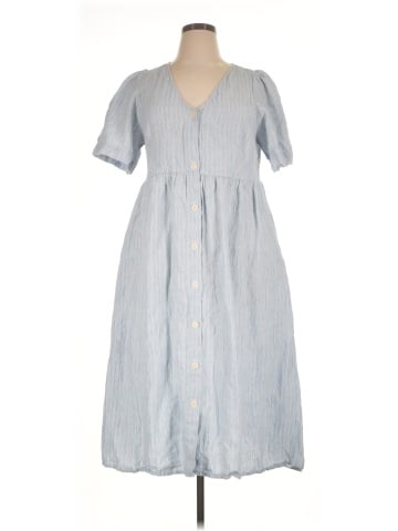 Madewell Cassie Button-Front Midi Dress in Stripe 100% Linen (view 1)