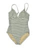Kona Sol Stripes Ivory One Piece Swimsuit Size M - photo 1