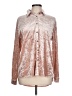Amaryllis 100% Polyester Metallic Silver Long Sleeve Blouse Size L - photo 1