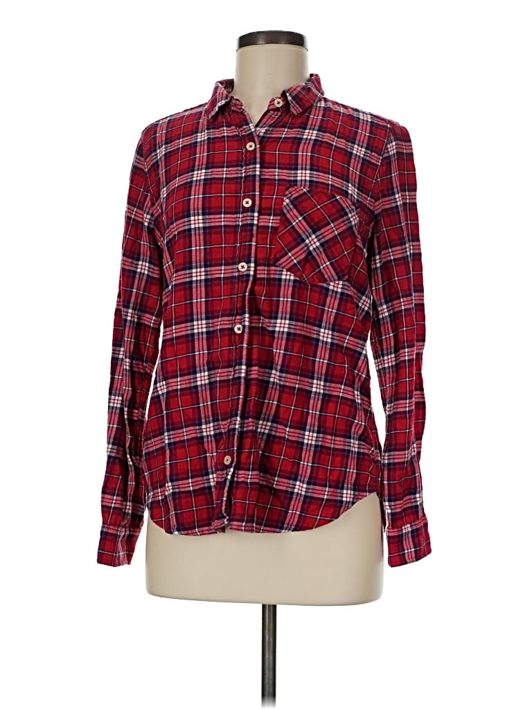 Pre-owned Forever 21 Long Sleeve Button Down Shirt In Red