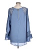 Jennifer Lopez 100% Polyester Blue Long Sleeve Blouse Size L - photo 2