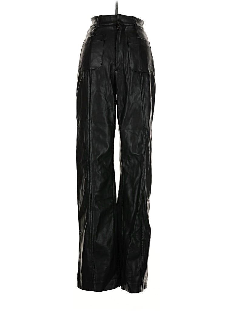 House of CB Faux Leather Pants - High Rise: Black Bottoms - Size X-Small