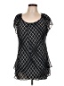 Roz & Ali 100% Polyester Black Short Sleeve Top Size L - photo 1
