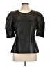 Aqua 100% Polyurethane Black 3/4 Sleeve Top Size L - photo 1