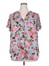 Torrid 100% Polyester Floral Blue Short Sleeve Blouse Size 2X Plus (2) - photo 1