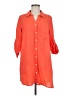 Khakis & Co 100% Rayon Orange 3/4 Sleeve Button-Down Shirt Size M - photo 1