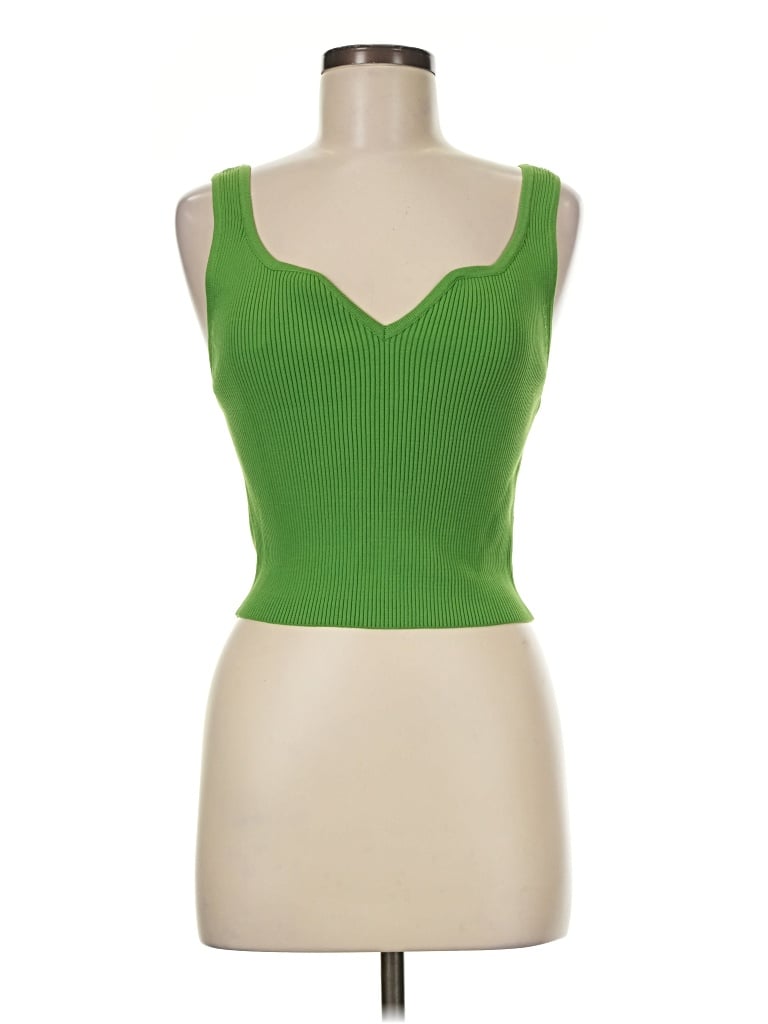 Pre-owned Forever 21 Tank Top Green Sweetheart Neckline Tops