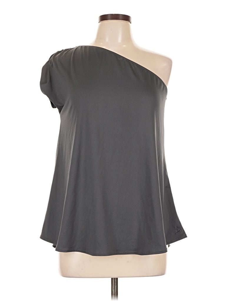 Pre-owned Danskin Short Sleeve Top Gray One Shoulder Neckline Tops