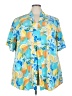 Shein Curve 100% Polyester Tropical Blue Short Sleeve Blouse Size 3X - photo 1