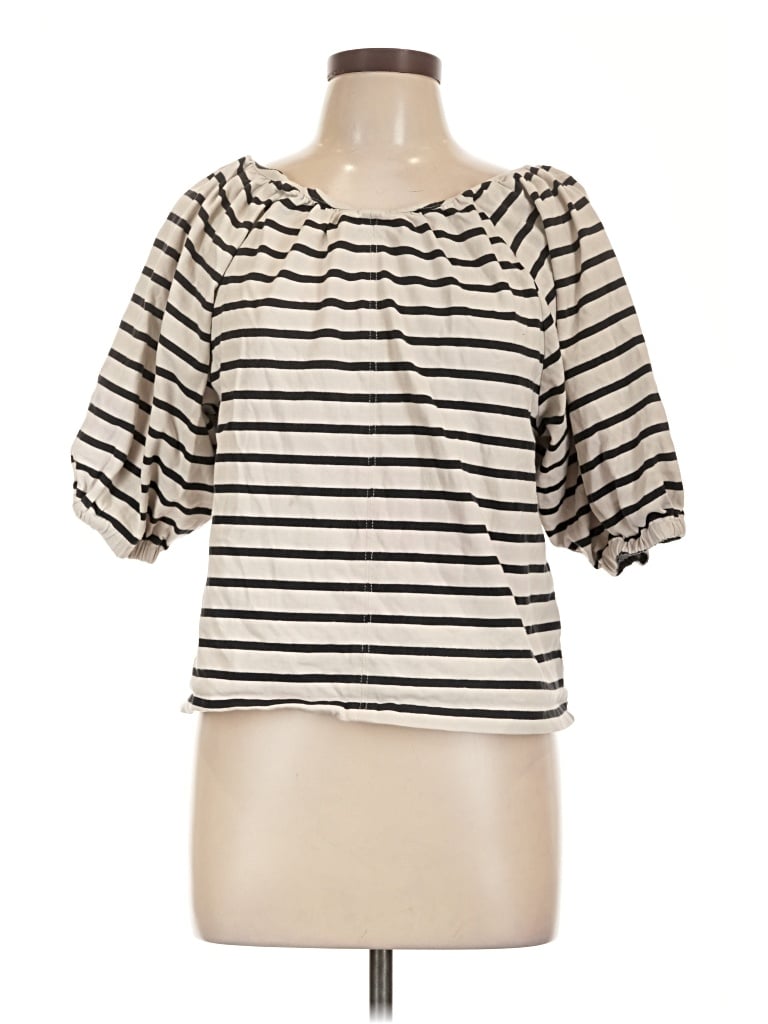 Pre-owned Jcrew Short Sleeve Blouse In Ivory