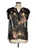 DR2 100% Polyester Floral Black Short Sleeve Blouse Size M - photo 1