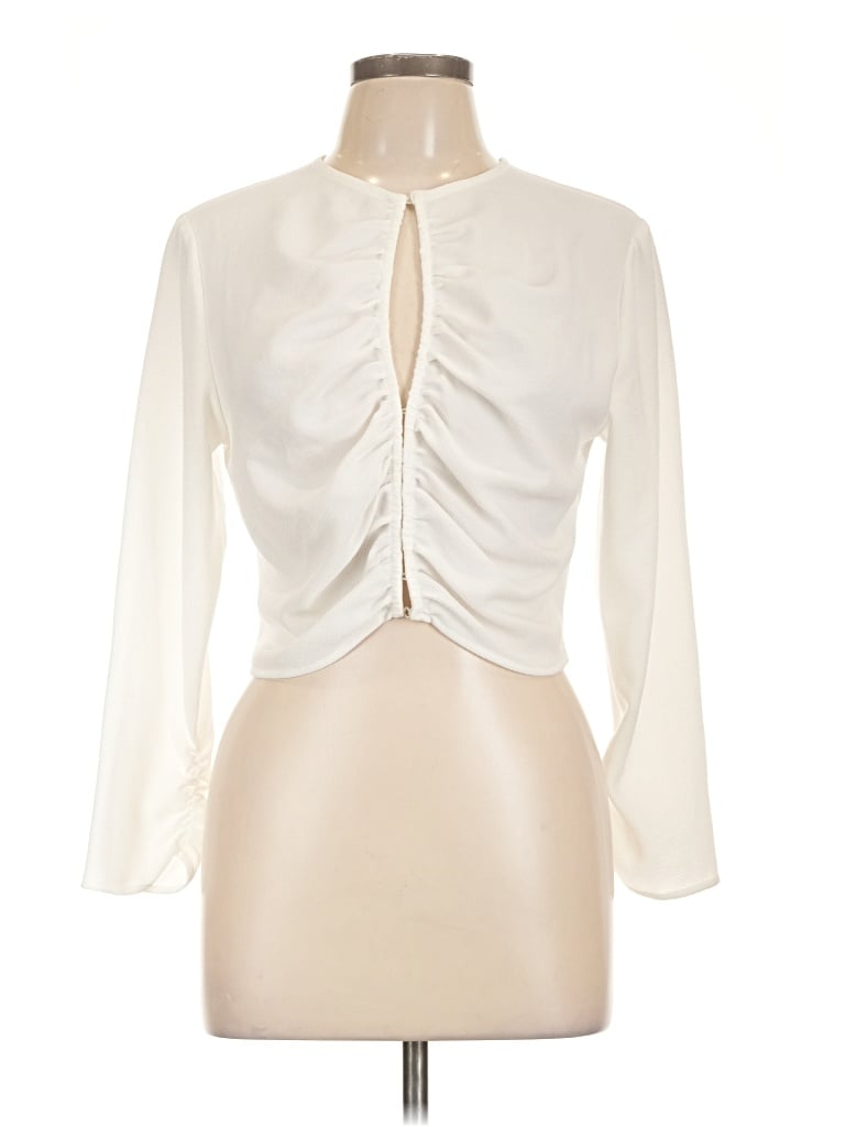 Pre-owned Zara Long Sleeve Blouse In Ivory