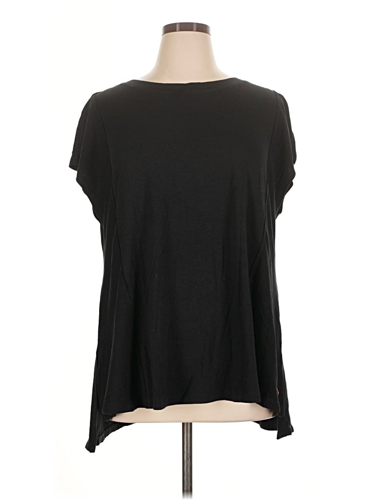 Pre-owned Livi Short Sleeve Top Black Scoop Neck Tops