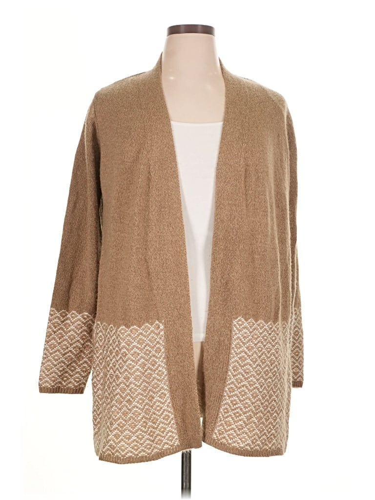 Pre-owned Karen Scott Cardigan Sweater In Tan