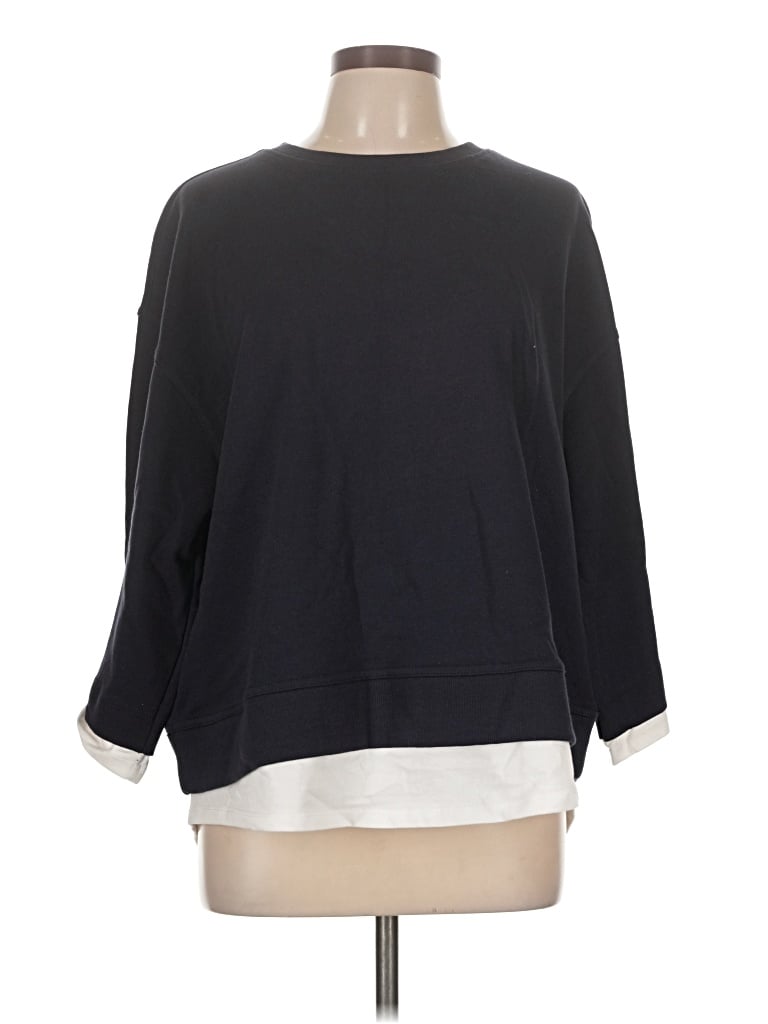 Pre-owned Zara 3/4 Sleeve Top Black Crew Neck Tops