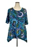 First Glance Blue Short Sleeve Blouse Size XXL (estimated) - photo 1