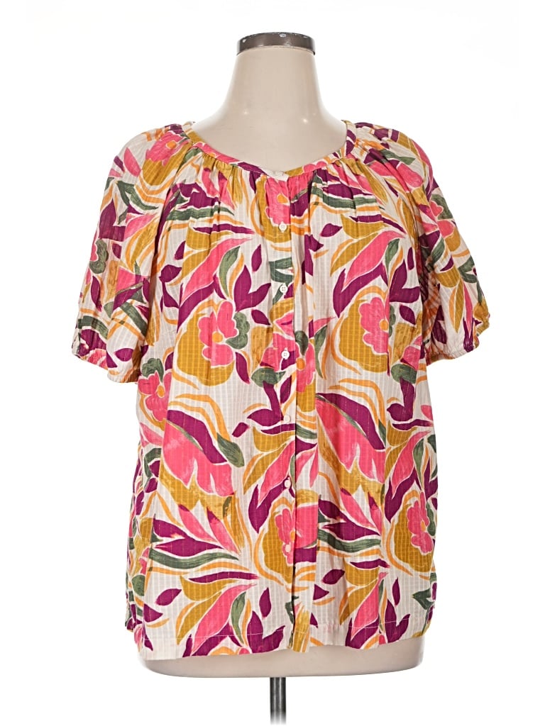 Pre-owned St. John's Bay Short Sleeve Blouse In Pink