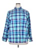 Chaps 100% Cotton Plaid Blue Long Sleeve Button-Down Shirt Size 2X - photo 1