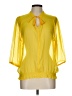 Old Navy 100% Polyester Yellow 3/4 Sleeve Blouse Size L - photo 1