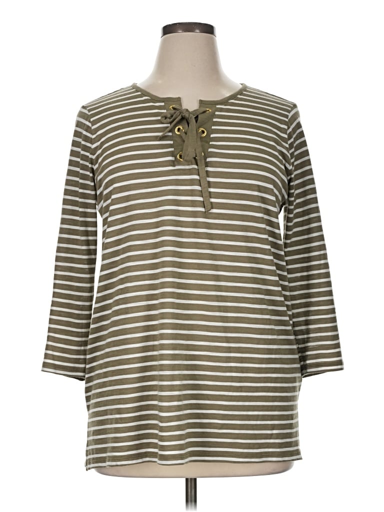 Pre-owned Michael Michael Kors Long Sleeve Henley Shirt In Green