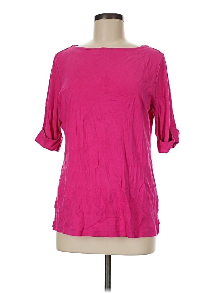 Pre-owned Karen Scott 3/4 Sleeve T-shirt In Pink
