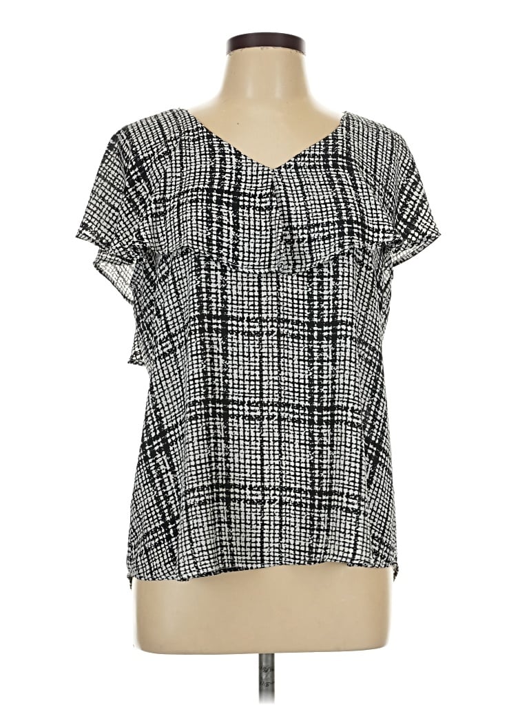 Pre-owned Andree By Unit Short Sleeve Blouse In Gray