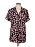 CAbi 100% Polyester Floral Pink Short Sleeve Blouse Size M - photo 1
