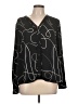 Calvin Klein 100% Polyester Graphic Black Long Sleeve Blouse Size L - photo 1