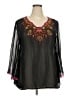 Unbranded 100% Polyester Black 3/4 Sleeve Blouse Size XXL (estimated) - photo 1