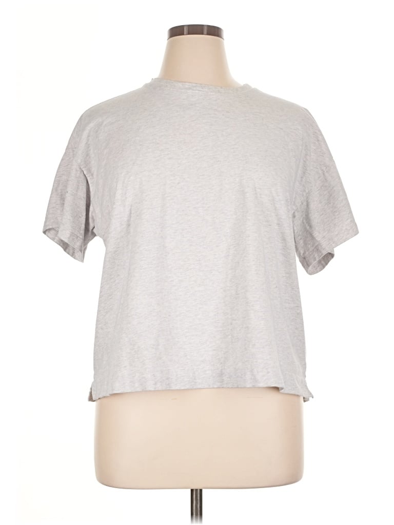 Pre-owned Old Navy Short Sleeve Top Gray Mock Neckline Tops