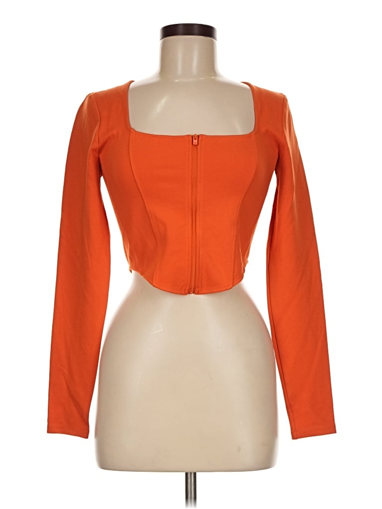 Pre-owned Sunday Best Long Sleeve Top Orange Square Neckline Tops