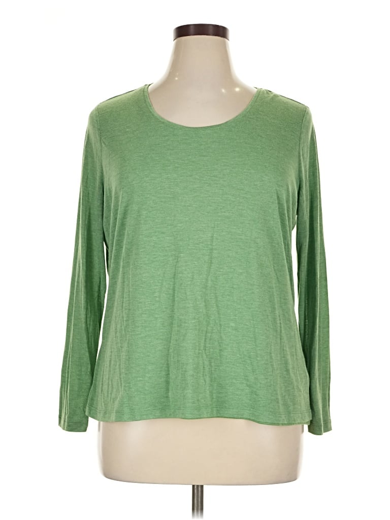 Pre-owned Coldwater Creek 3/4 Sleeve T-shirt In Green