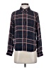 Uniqlo 100% Polyester Plaid Blue Long Sleeve Blouse Size XS - photo 1