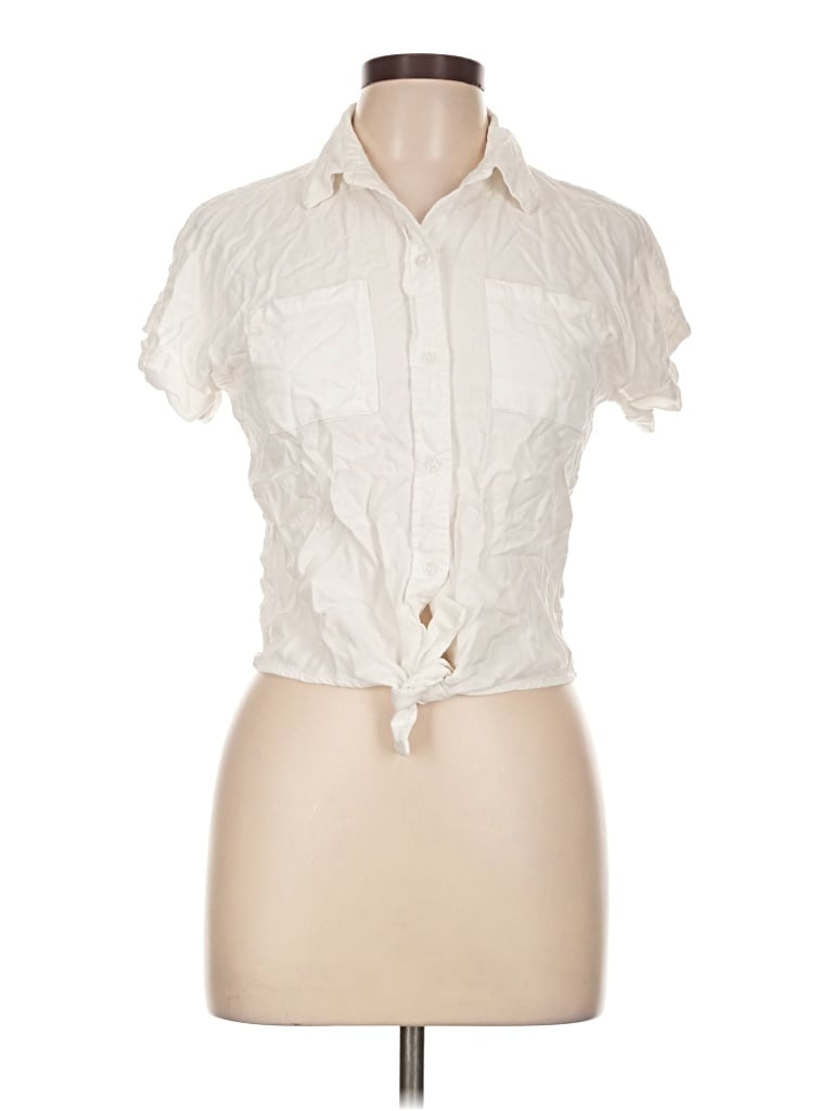 Pre-owned Sim & Sam Short Sleeve Blouse In Ivory