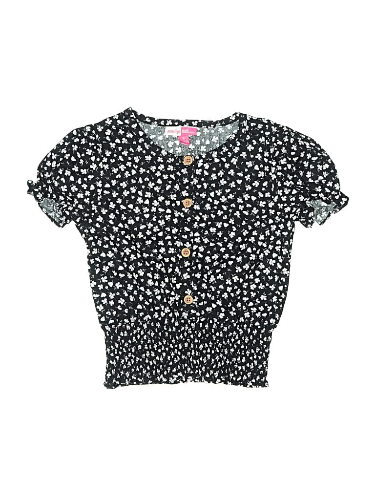 Pre-owned Assorted Brands Kids' Short Sleeve Top Black Polka Dots Pattern Sweetheart Neckline Tops