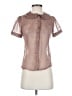 Lux 100% Polyester Brown Short Sleeve Blouse Size S - photo 1