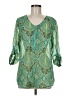 Tacera 100% Polyester Green 3/4 Sleeve Blouse Size M - photo 1