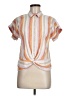 Assorted Brands 100% Linen Stripes Orange Short Sleeve Blouse Size M - photo 1
