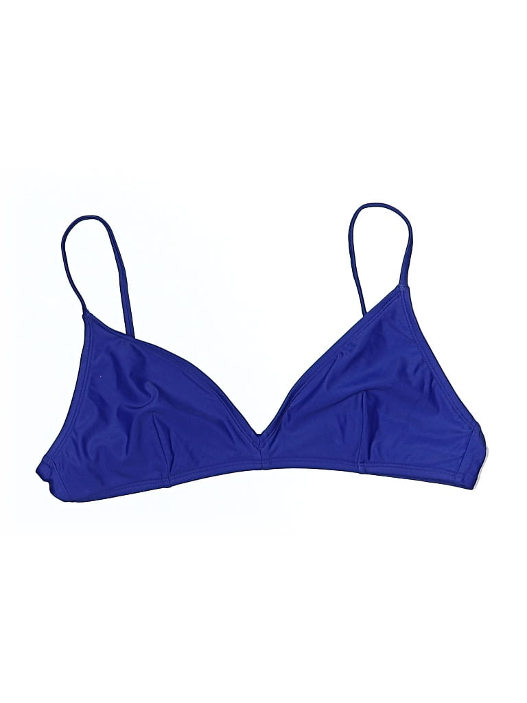 Pre-owned Unbranded Swimsuit Top Blue Solid Pattern Swimwear