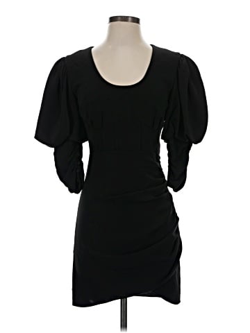 Self-Portrait Black Crepe Puff Sleeves Mini Dress (view 1)