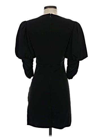 Self-Portrait Black Crepe Puff Sleeves Mini Dress (view 2)