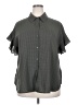 Max Studio 100% Polyester Houndstooth Gray Short Sleeve Blouse Size 2X - photo 1
