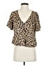 Express 100% Rayon Animal Print Tan Short Sleeve Blouse Size S - photo 1