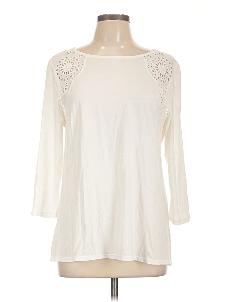 Pre-owned Jjill 3/4 Sleeve T-shirt In Ivory