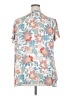 Rose + Olive 100% Polyester Floral Blue Short Sleeve Blouse Size 2X - photo 2